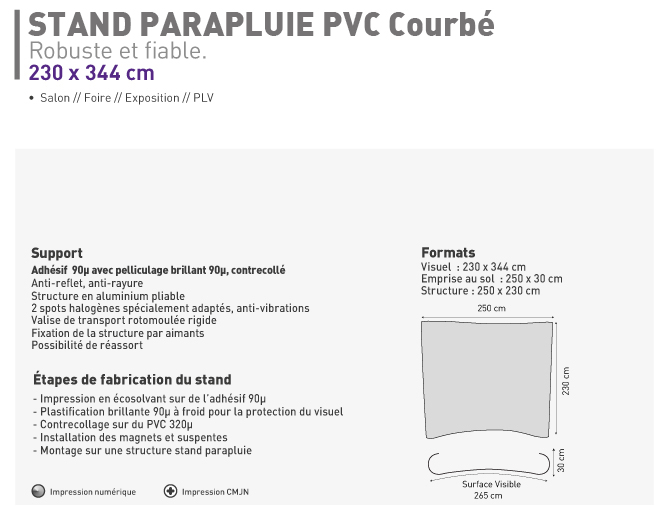 Fiche Technique Stand parapluie pvc courbe